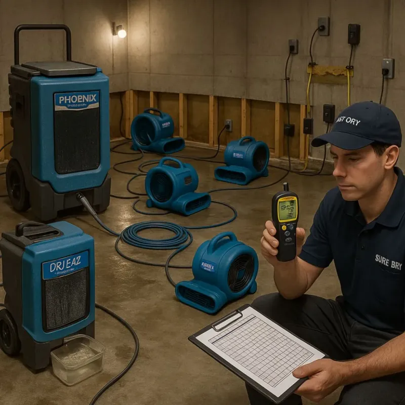 Structural Drying and Dehumidification process in Luxemburg, WI